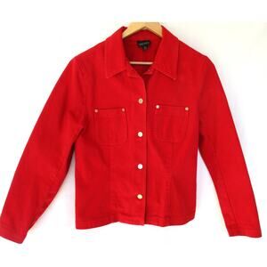 KAREN KANE Women's Red Fitted Denim Jacket Size 8 Made in USA